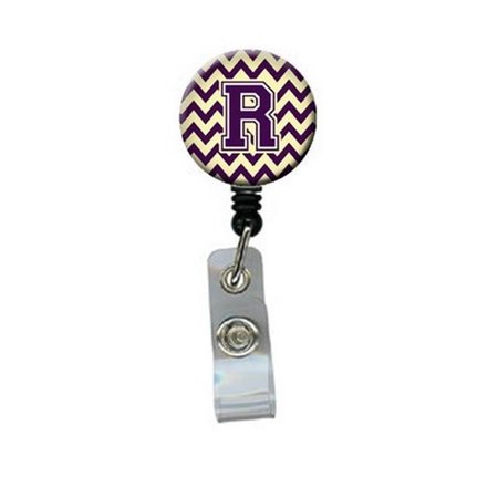 TEACHERS AID Letter R Chevron Purple & Gold Retractable Badge Reel5 x 1 x 2 in. TE895184